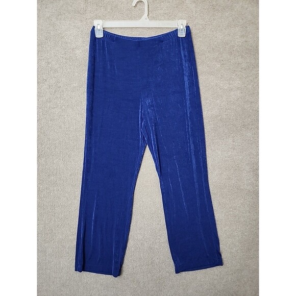 Chicos Travelers Pull On Pants Womens 1P US 8 Petite Blue Slinky Straight Leg - Picture 1 of 7